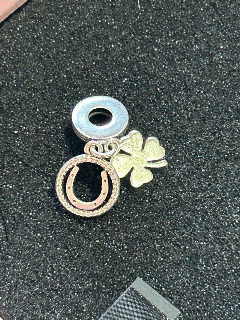 Pandora Silver Horseshoe and Clover Dangle Charm